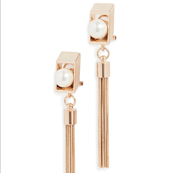 Anton Heunis Rectangle Pearl Tassel Earrings - Picture 1 of 4